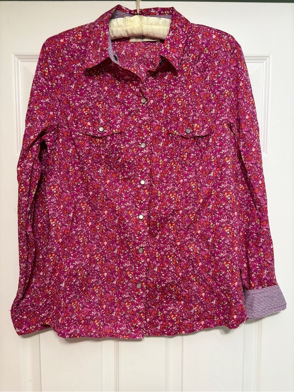 Vintage Old Navy Ditsy Floral Print Pearl Snap Western Shirt Blouse Top Rodeo